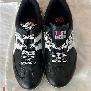 Onitsuka Tiger by Asics Black and White Sneakers with leather upper